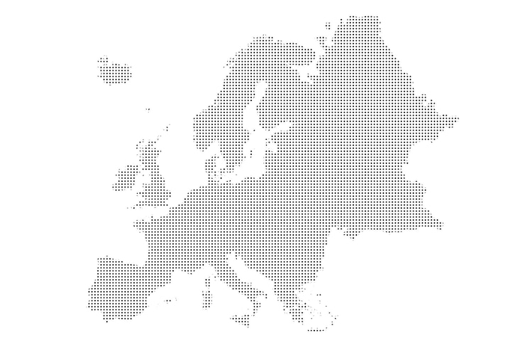 Vettore mappa dell'europa illustrazione vettoriale a disegni punteggiati