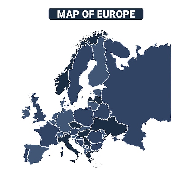 Mappa dell'Europa Mappa politica Regioni illustrazione vettoriale