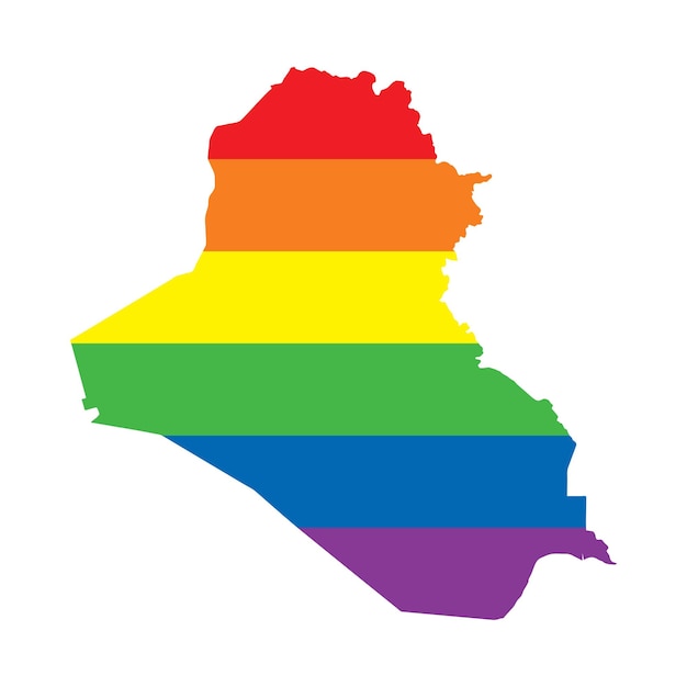 Mappa della bandiera dell'orgoglio gay lgbtq dell'Iraq