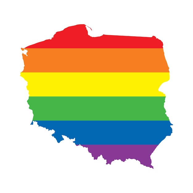 Mappa della bandiera dell'orgoglio gay lgbtq della Polonia