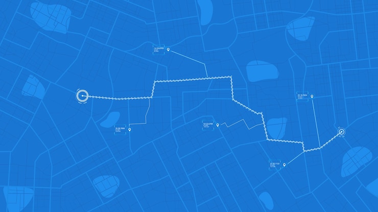 Vettore mappa della città con strade e interfaccia di navigazione della posizione mappa della citta' a colori blu e bianco mappa