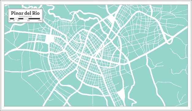 Mappa della città di Pinar del Rio Cuba in stile retrò