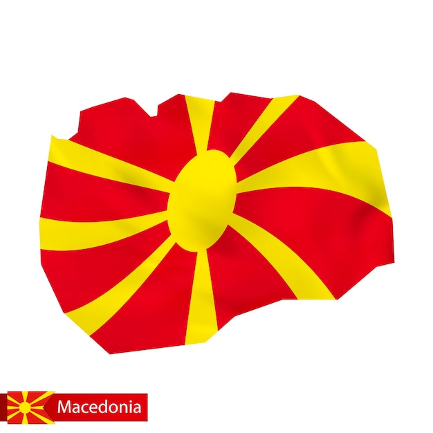 Mappa della Macedonia con bandiera sventolante della Macedonia