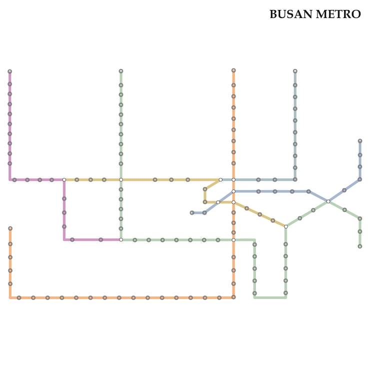 Vettore mappa della metropolitana di busan