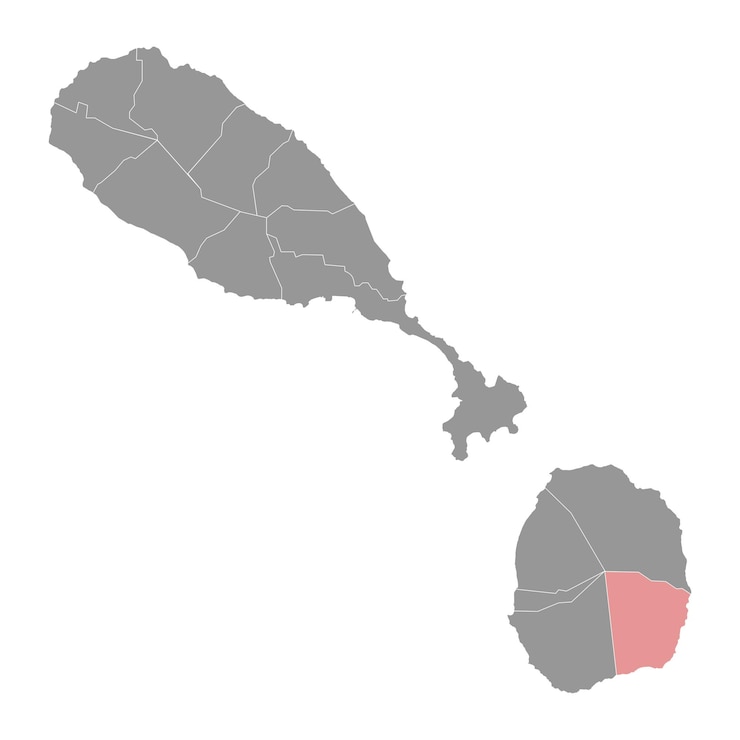 Vettore mappa della parrocchia di saint george gingerland saint kitts e nevis