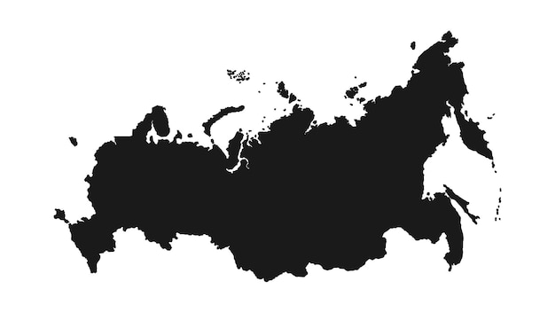 Mappa della Russia in colore nero isolato su sfondo bianco Illustrazione del vettore della mappa della Russia
