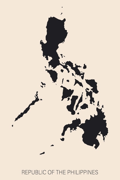 Mappa delle Filippine altamente dettagliata con bordi isolati su sfondo Stile piatto