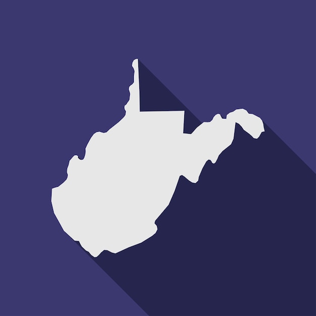Mappa dello stato del West Virginia con una lunga ombra
