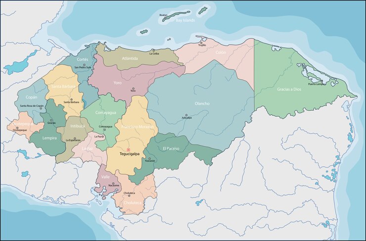 Vettore mappa di el honduras