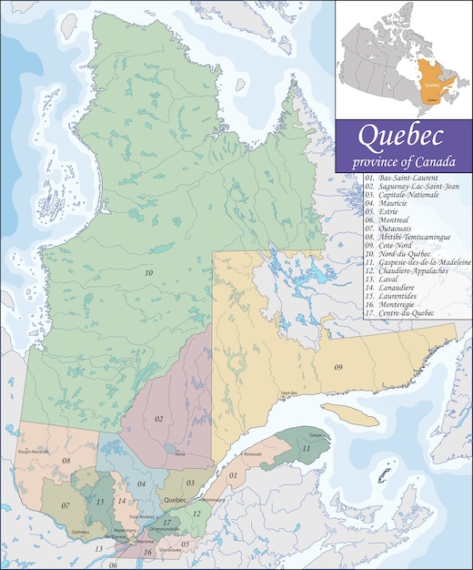 Mappa di Quebec