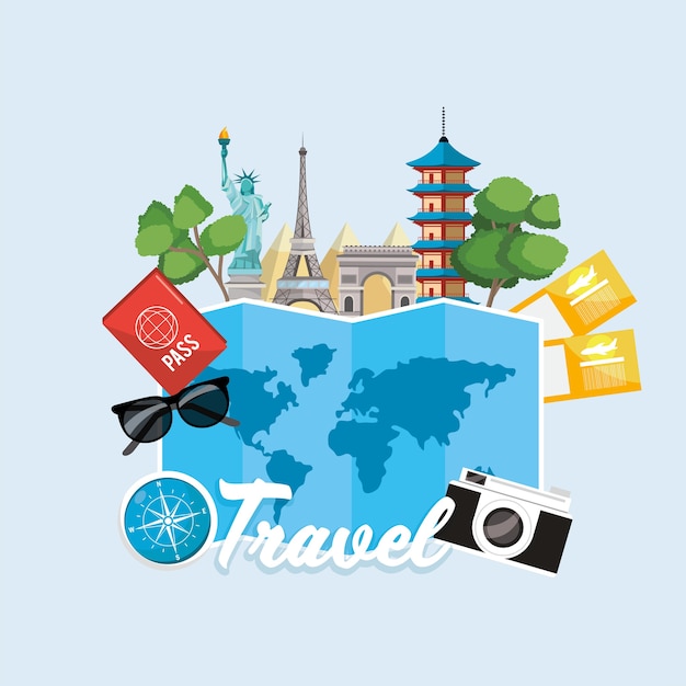 Mappa globale e destinazione del tour internazionale