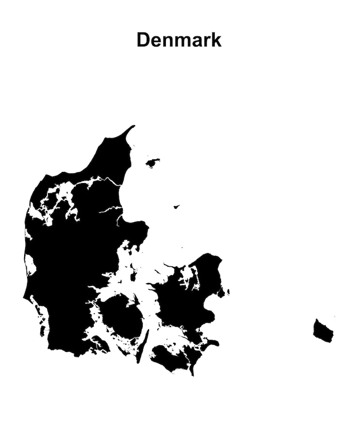 Vettore mappa in bianco della danimarca