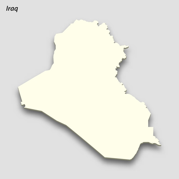 Mappa isometrica 3d dell'Iraq isolata con ombra