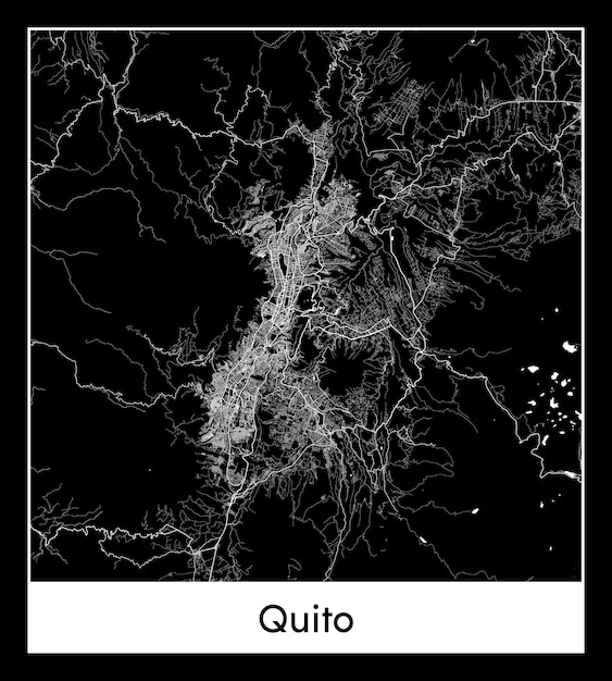 Mappa minima della città di Quito (Ecuador, Sud America)