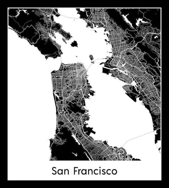 Mappa minima della città di San Francisco (Stati Uniti, Nord America)