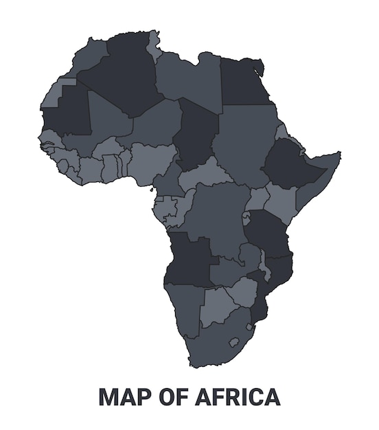 Mappa politica dell'Africa confine delle regioni contorno set vettoriale