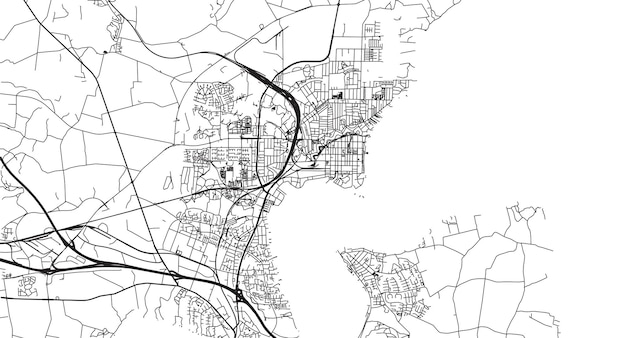 Mappa urbana vettoriale della città di Fredericia Danimarca