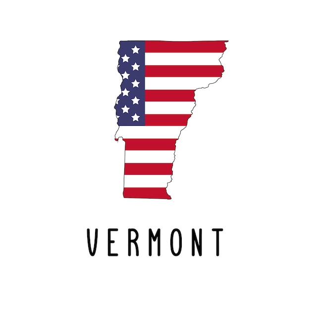 Mappa vettoriale del Vermont dipinta con i colori della bandiera americana Silhouette o confini dello stato USA