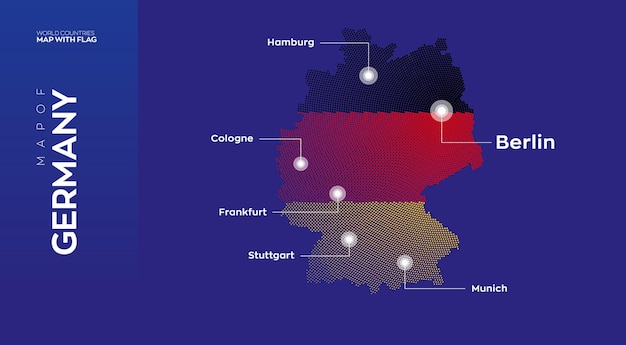 Mappa vettoriale della Germania con la capitale e le principali città
