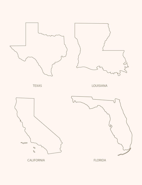 Mappe di contorno degli Stati Uniti di design piatto