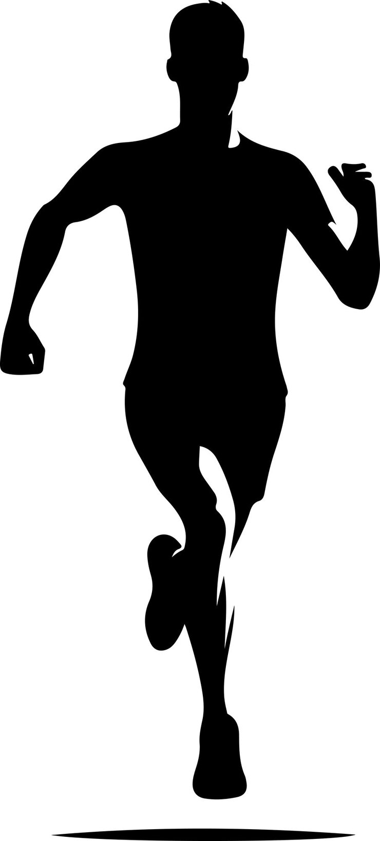 Vettore maratona vista anteriore corsa postura minima uomo silhouette vettoriale silhouette colore nero 14
