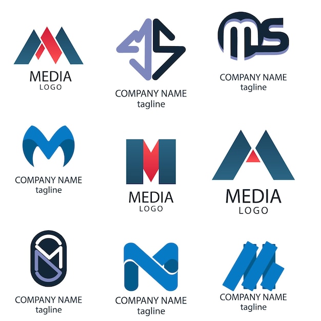 Marca aziendale azienda marketing logo design etichetta elegante e badge design logo vettoriale m