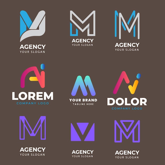 Marca aziendale azienda marketing logo design etichetta elegante e badge design logo vettoriale m