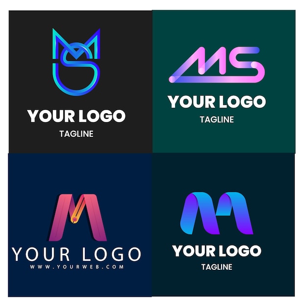 Marca aziendale azienda marketing logo design etichetta elegante e badge design logo vettoriale m