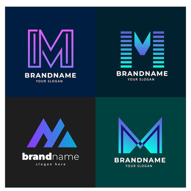 Marca aziendale azienda marketing logo design etichetta elegante e badge design logo vettoriale m