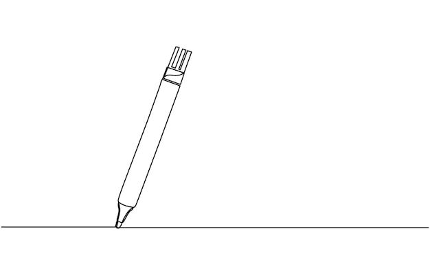 Marcatore icona penna alta Un disegno a linea continua di penna matita simbolo di studio e istruzione
