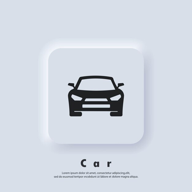 Marchio dell'automobile. Marchio dell'automobile. Icona dell'automobile. Icone della macchina. Vettore. Icona dell'interfaccia utente. Pulsante web dell'interfaccia utente di Neumorphic UI UX bianco. Neumorfismo