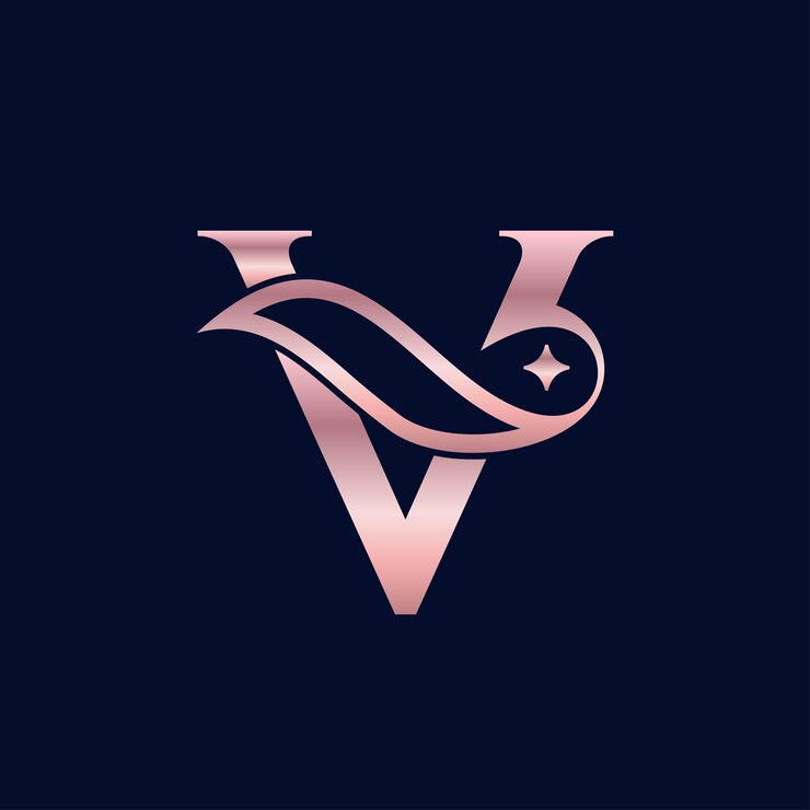Vettore marchio di bellezza cosmetica logo lettera v