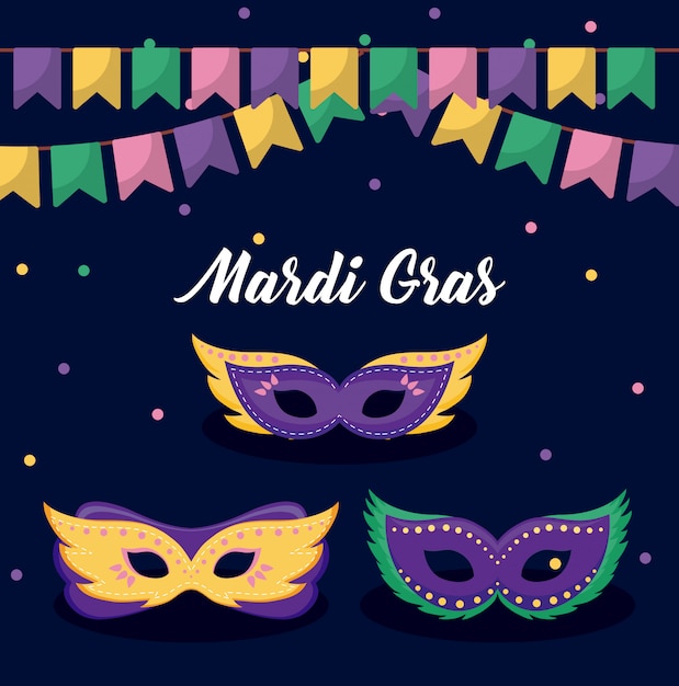 Mardi gras card con maschere