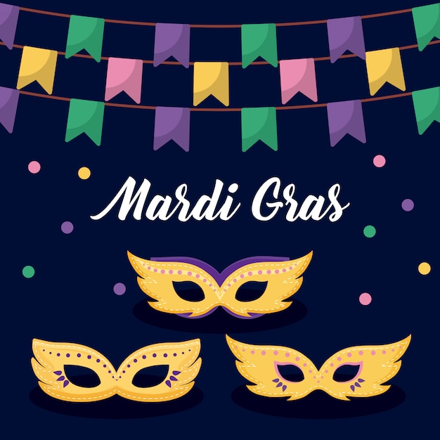 Mardi gras card con maschere