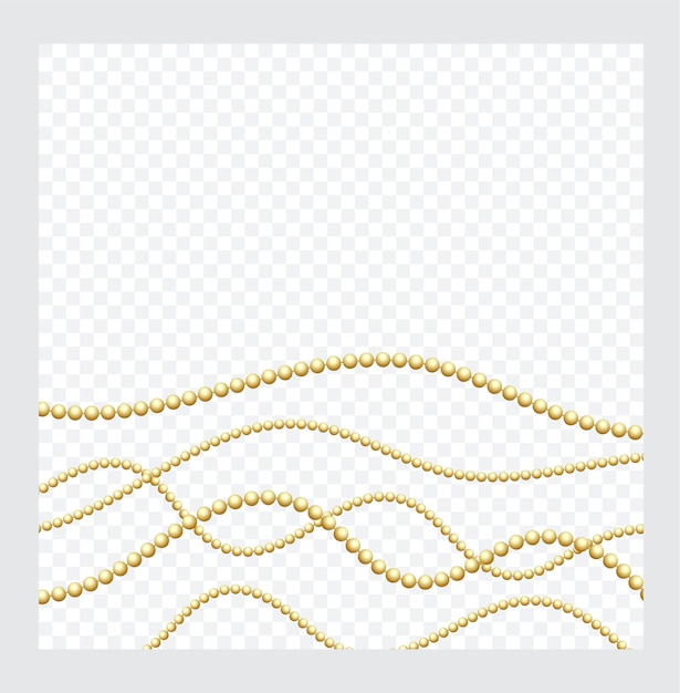 Mardi Gras Colore dorato o bronzo catena rotonda stringa realistica perle isolate elemento decorativo perle d'oro disegno illustrazione vettoriale