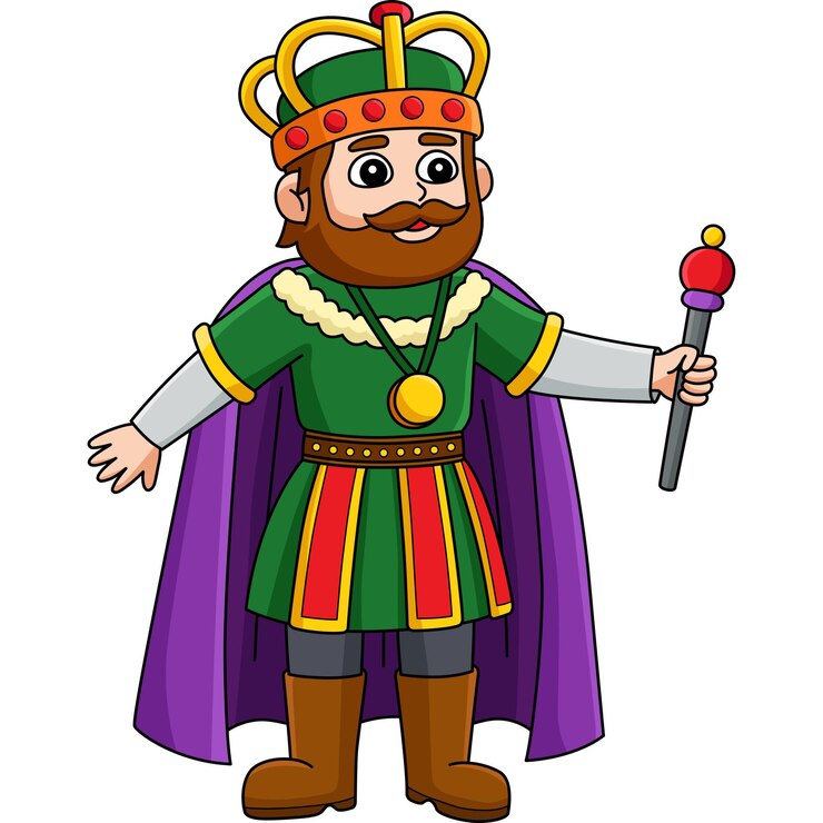 Vettore mardi gras crown king cartoon clipart colorato