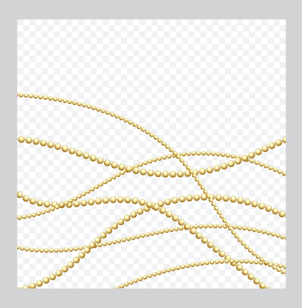 Mardi Gras Golden o Bronze Color Round Chain Perline realistiche isolate Elemento decorativo Gold Bead Design Illustrazione vettoriale