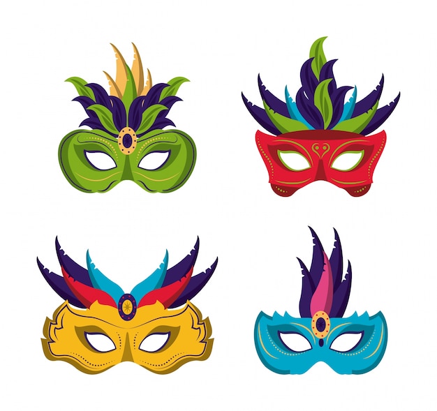 Mardi gras maschere icone