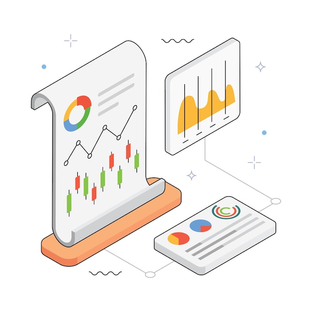 Market Report Vector isometric Illustration EPS 10 file