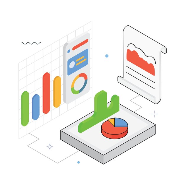 Market Report Vector Isometric Illustration EPS 10 file