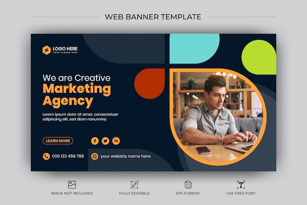 Marketing business social media web banner e modello vettoriale miniatura di youtube