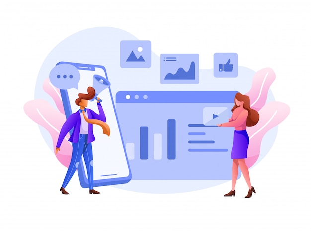 Marketing dei dati visivi e dati aziendali, illustrazione dell'analisi digitale