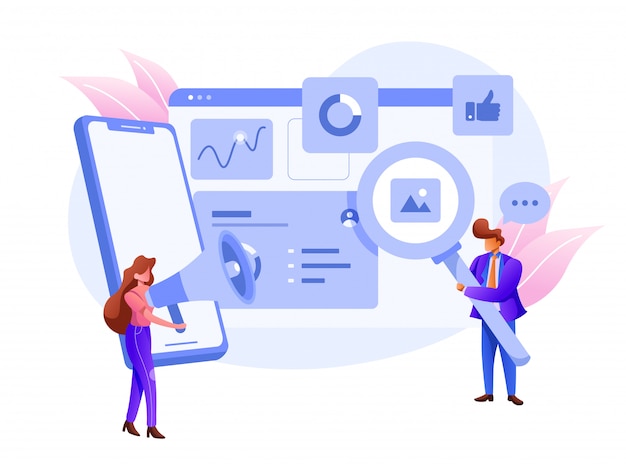 Marketing dei dati visivi e dati aziendali, illustrazione dell'analisi digitale