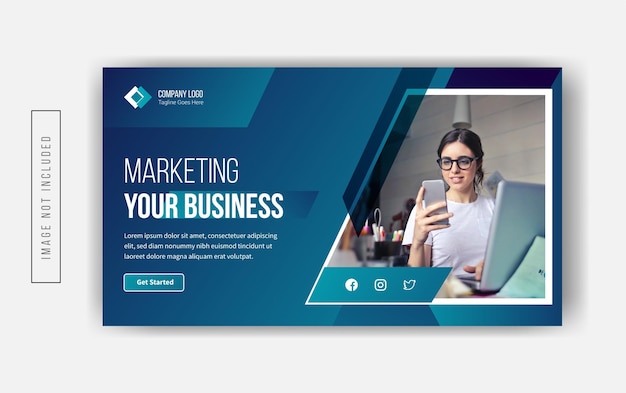 Marketing della tua attività Design delle miniature di YouTube vettore premium