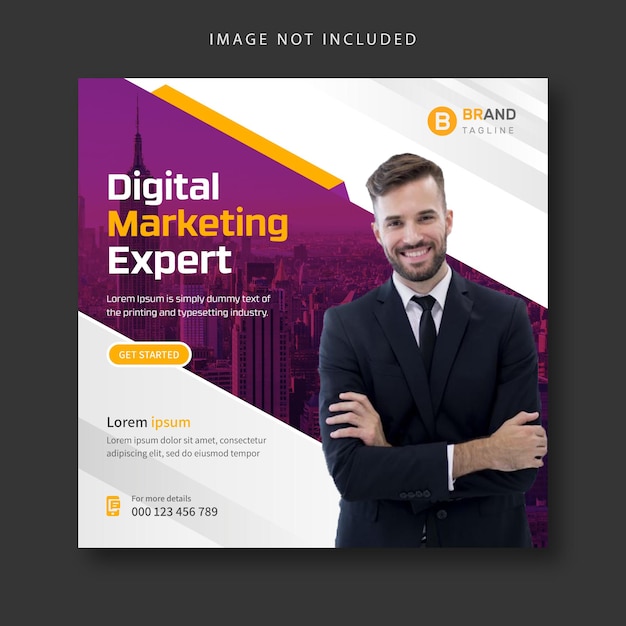 Marketing digitale e banner post sui social media aziendali e modello di volantino aziendale quadrato