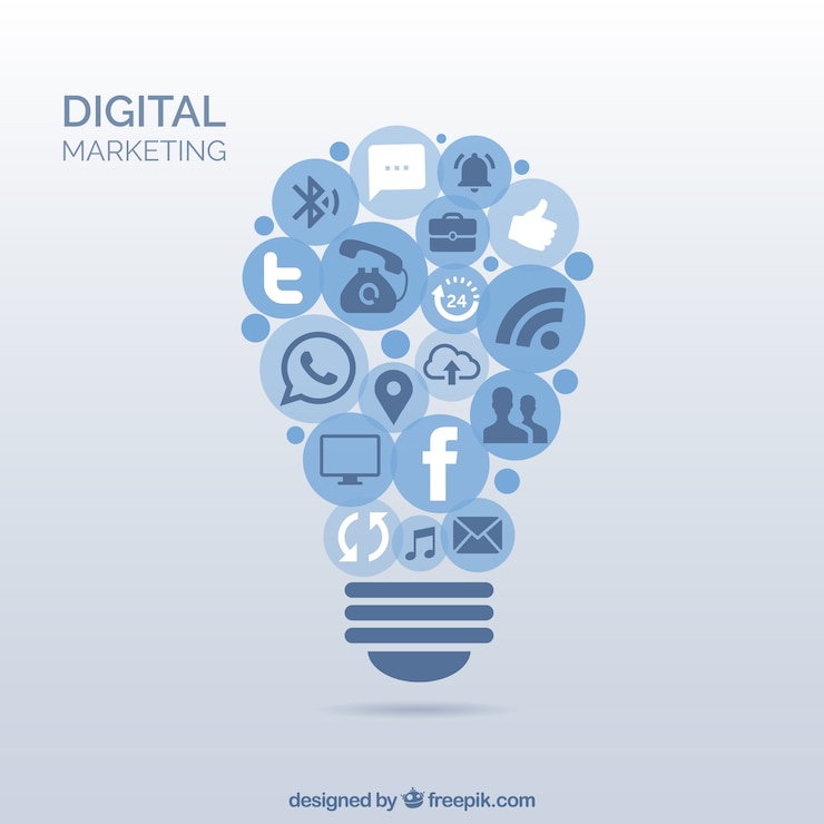 Vettore marketing digitale lampadina