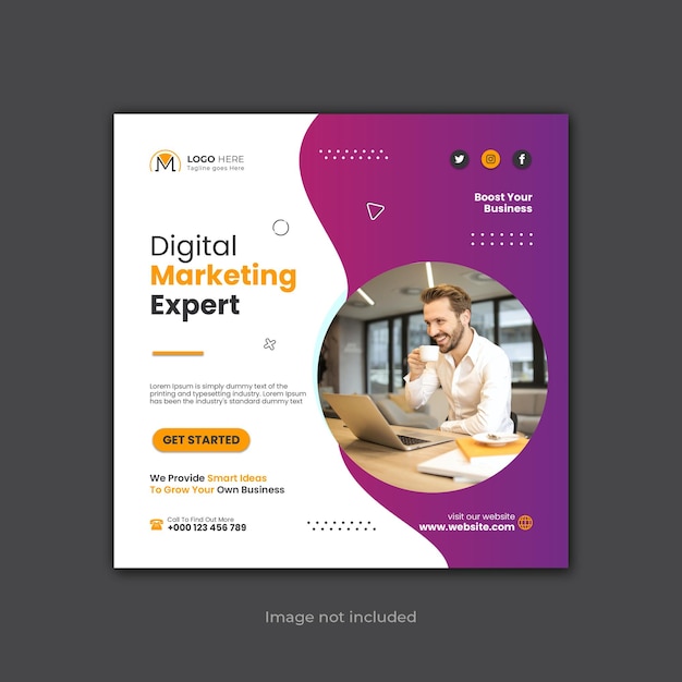 Marketing digitale, social media aziendali, post su Instagram e banner web