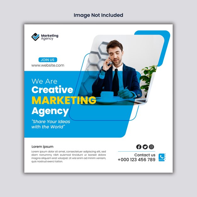 marketing digitale social media e instagram template di post banner