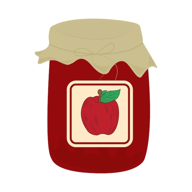 Marmellata di mele in barattolo di vetro Bottiglia con conservazione in scatola Prodotto naturale Mangiare mele salutari