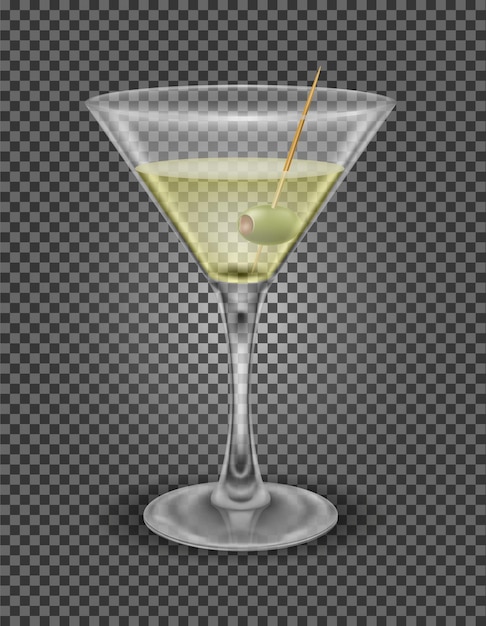 Martini cocktail bevanda alcolica bicchiere illustrazione vettoriale isolato su sfondo bianco